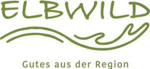 Grafik: Logo mit Schriftzug ELBWILD und Gutes aus der Region