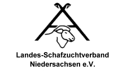 Grafik: Logo mit Schriftzug Landesschafzuchtverband Niedersachsen e.V., darüber Schaf unter einem Giebel
